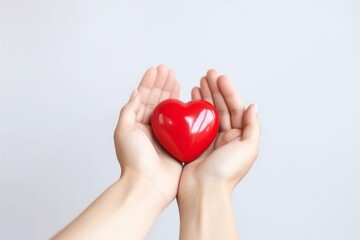 Obraz na płótnie Canvas feeling woman health valentine hold red hand donor love cardiogram care. Generative AI.