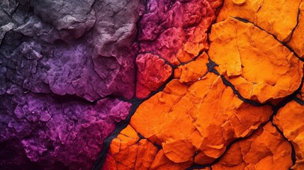 Fototapeta premium Yellow orange red magenta purple. Gradient. Abstract. Toned rough stone surface texture. Macro. Generative AI.