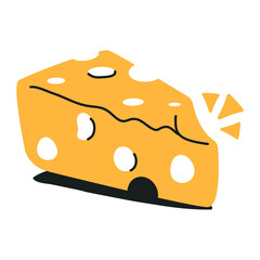 Flat icon design of cheese slice 