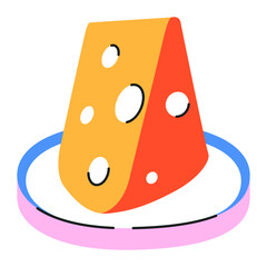 Flat icon design of cheese slice 