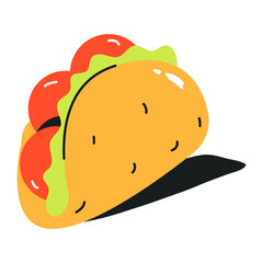 Modern flat icon of taco 