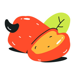 Cashew apple flat icon design 