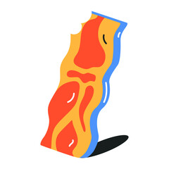 A flat icon of bacon strip 