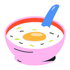Latest flat icon of rice bowl 