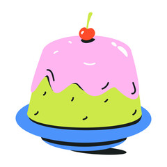 Attractive flat icon of sponge cake  