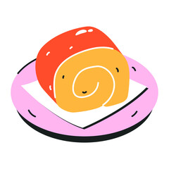 Attractive flat icon of sponge cake  