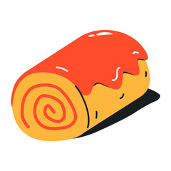 Attractive flat icon of sponge cake  