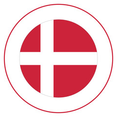 Flag of Denmark. Danish Flag in circle. 
