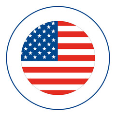 USA flag, United State of America flag in circle for sticker. 