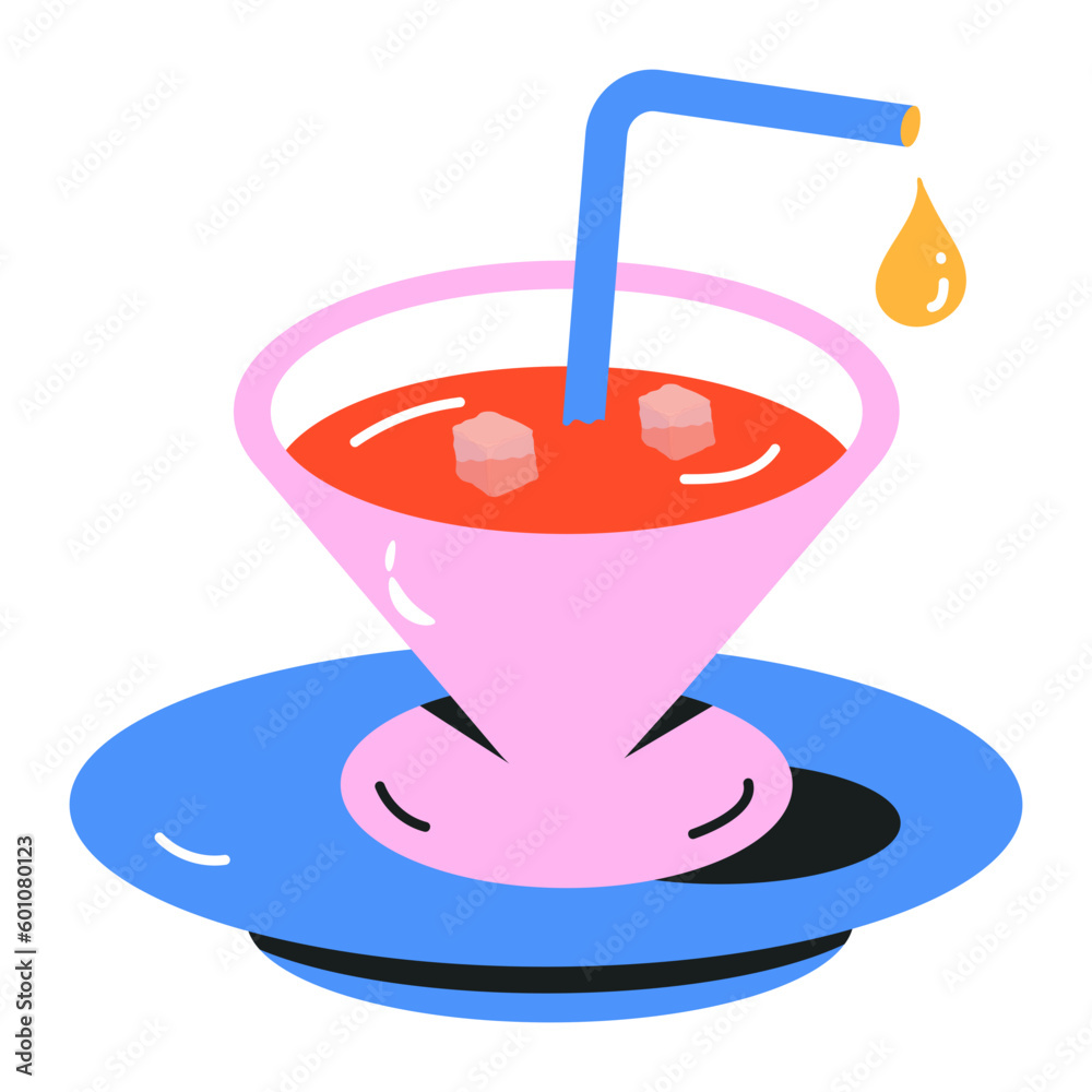 Sticker Pack of Drinks Flat Icons 

