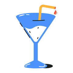 Trendy cocktail glass flat icon 