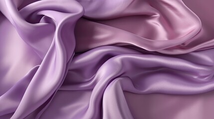 Obraz premium Light purple silk satin. Shiny smooth fabric. Wavy folds. Elegant lilac background with space for design. Romance, wedding, mother's day, valentine. Generative AI.