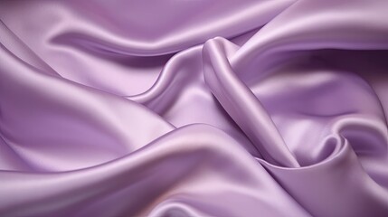 Obraz premium Light purple silk satin. Shiny smooth fabric. Wavy folds. Elegant lilac background with space for design. Romance, wedding, mother's day, valentine. Generative AI.