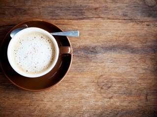 Latte coffee on wooden table ,Coffee Cafe on Relax time, Coffee Break