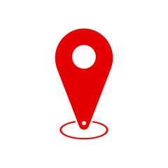 Red location pin - international map sign. Transparent Vector illustration