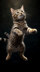 Fototapeta na wymiar Jumping cat
