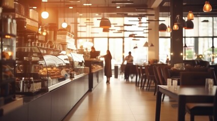 Interior of restaurant, cafe, or coffee shop with people