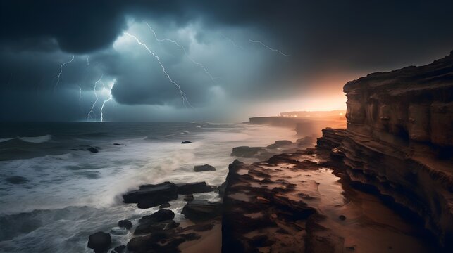 Sunset and Storm Over the Sea - El Niño