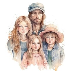 watercolor of a family portrait