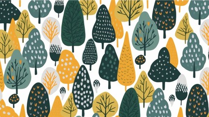 Seamless pattern of naive trees in Scandinavian style