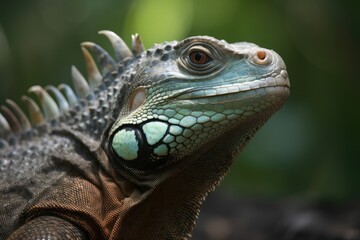 Fototapeta premium Beautiful iguana close up, wildlife. Generative AI