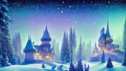 Fototapeta premium winter landscape with castle