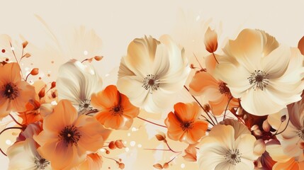 Generative AI artwork of flowers on a cream background