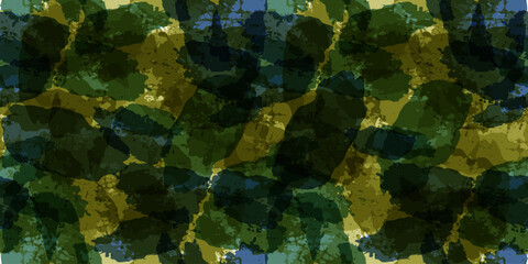 Watercolor seamless pattern. Vector tie dye print. Blue transparent brush stains texture.