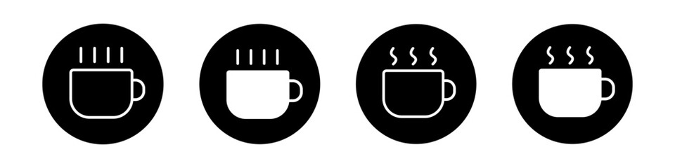 Cup black set. Flat cup tea or coffee for web and app design. Cups of coffee.