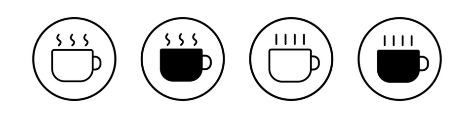 Cup black set. Flat cup tea or coffee for web and app design. Cups of coffee.