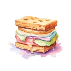 watercolor of An ice cream sandwich