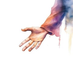 Obraz na płótnie Canvas watercolor of hands reaching out to help a refugee