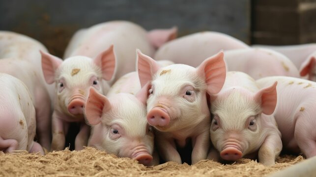 Piglets suckling from mama pig