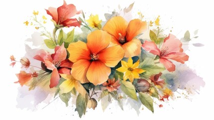 Obraz na płótnie Canvas Watercolor illustration of colorful flowers