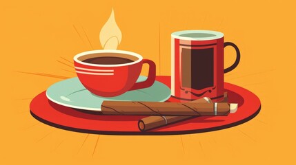 Vector illustration of coffee, tea, and cigar