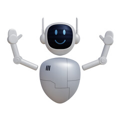 Cartoon robot 3D render. Customer support chatbot, online consultant, assistant. 