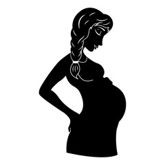 Pregnant Woman Icon. Motherhood symbol. Pregnant Girl Black Vector Icon