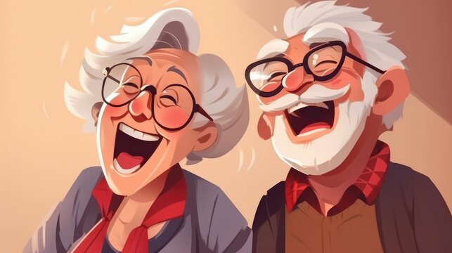 Happy Older People In Retirement Laughing