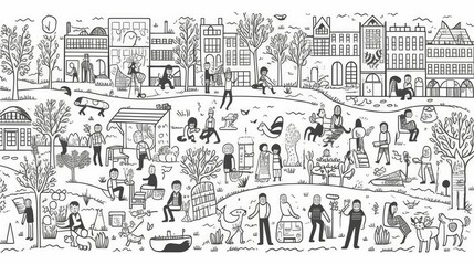 Vector illustration of people doing different activities