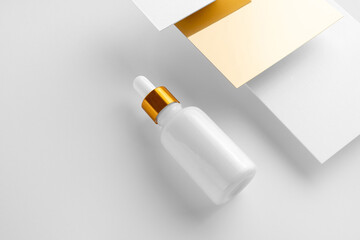 Cosmetics SPA branding mock-up, on white background, place your design. 3D illustration, 3D rendering.