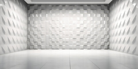 White empty modern room with blocky texture on walls
