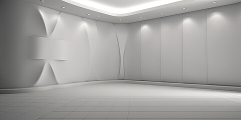 Empty white room with rounded walls 