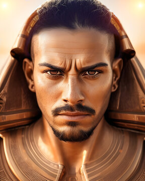 Repr&eacute;sentation d'un guerrier Egyptien,IA g&eacute;n&eacute;rative.Personne fictive cr&eacute;&eacute;e avec l'IA g&eacute;n&eacute;rative.