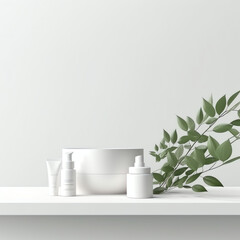 Fototapeta na wymiar 3d rendering image illustration of empty space podium display on white background