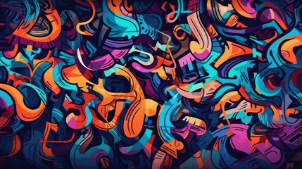 Colorful generative AI graffiti art background