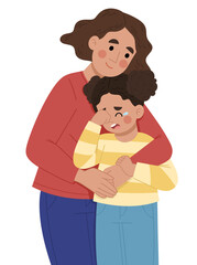 Fototapeta premium Illustration of mother comforting sad daughter