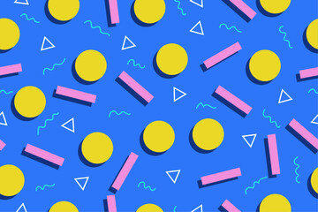 Premium Vector | Colorful memphis style nostalgic background or retro 80s 90s seamless pattern