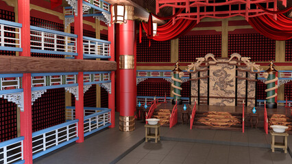 3D Rendering Traditional Chinese Hall