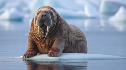 Fotobehang Walrus on a piece of ice © Oliver