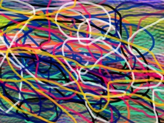 Multicolored paint, watercolor forms, swirls, lines, abstract background